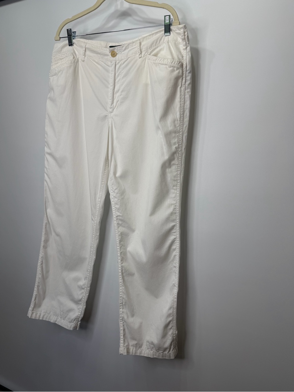 Lauren Ralph Lauren White Cotton Straight Leg Pants Size 14 - Picture 3 of 12